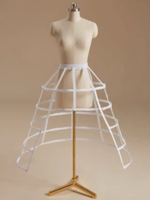 1件女款襯裙裙撐 黑白色四季涼爽短款蓬蓬裙 蘿莉塔襯裙 新娘婚紗襯裙 特大號超蓬 2-5鋼圈襯裙 雙面襯裙 4鋼圈十字襯裙 2鋼圈南瓜襯裙 3鋼圈桶裙 歐根紗邊襯裙 5鋼圈開衩襯裙 多層鏤空鋼骨架襯裙 巴洛克洛可可風 可調節襯裙 適用於婚禮宴會表演派對Cosplay - 白色 - 查看 8