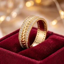 1pc Personalized Spiral Shaped Design Cubic Zirconia Inlaid Fashion Ring For Women - Multicolor - View 2
