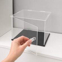 Acrylic Display Case With Openable Door Design, Black Bottom Transparent Box Simple Assembly Type, Suitable For Building Blocks, Collections, Cosmetics Desktop Organization, Dust-Proof And Water-Resistant, Enhances Visibility Home Decor Back To School Room Decor School Supplies - Black Bottom - View 5