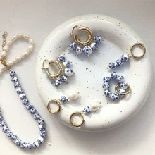 8-12mm 藍白花紋陶瓷圓珠帶孔，珠飾隔珠，手工 DIY 珠串材料與配件 - 陶瓷珠 - 查看 3