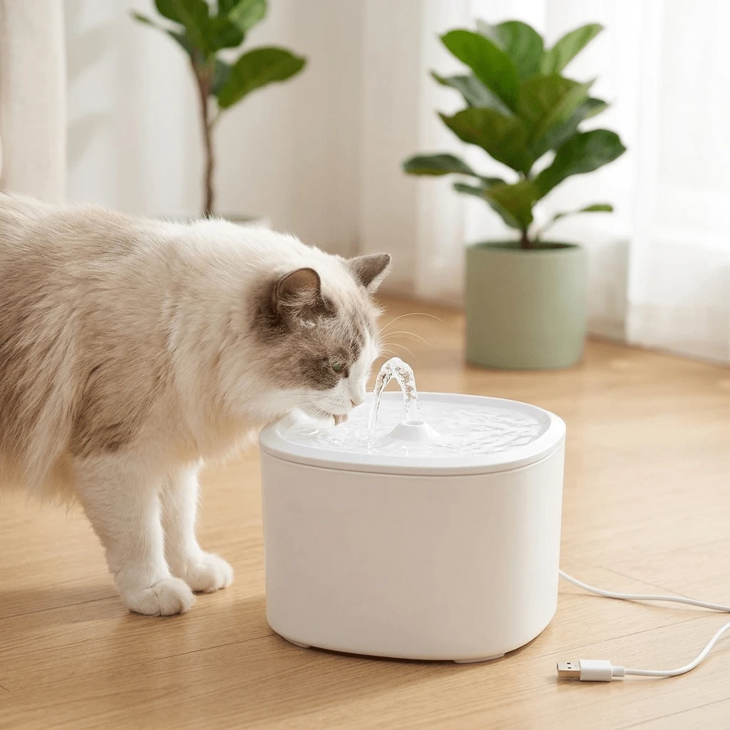 Cat Water Fountain USB Powered, 3L Automatic Pet Water Dispenser With Filter For Cats And Small Dogs, Ultra-Quiet Flowing Cat Fountain Bowl, Easy Clean White Cat Drinking Fountain - 3L - View 1