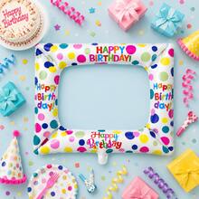 1/2/4pcs Colorful Photo Frame Props, Aluminum Foil Balloon Decoration Colorful Photo Frame Theme Birthday Wedding Party Photo, Happy Birthday Holiday Celebration, Size 59*50cm - Birthday Photo Frame - View 6