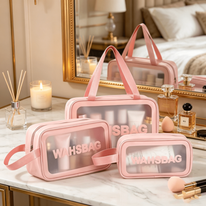 3-Piece Travel Makeup Bag, Waterproof Large-Capacity Makeup Storage Box, Suitable For Travel And Bathroom Product Series