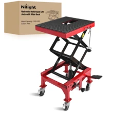 Nilight Motorcycle Lift Table Jack 300 LBS Heavy Duty Hydraulic Motorcycle Scissor Jack Lifts Table Foot Pedal With 4 Caster Wheels Wide Deck For Motorbike Dirt Bike ATV Garage Repair Tool, Red, Heavy Duty Motorcycle Hoist Stand For Garage Workshop ATV Maintenance - Red - View 8