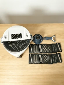 9-In-1 Multi-Functional Manual Slicer & Grater, Home Kitchen Vegetable Slicer, Fruit & Veggie Cutter, Space-Saving Design, Multiple Blades For Slicing, Shredding, Peeling, Essential Kitchen Tool, Outdoor Picnic Accessory, Kitchen Gift - Multicolor - View 5