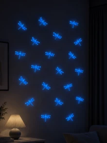 6/18/36pcs Glow-In-The-Dark Dragonfly Decorative Stickers, Fluorescent Dot Decorative Wall Decals For Children's Room Bedroom Background Wall Self-Adhesive Glowing Switch Stickers - YG-gPT103 - View 4