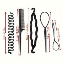 Brodark 6pcs Women's Hair Styling Tool Comb Hair Accessory Set Hair Pin Bun Maker Hair Updo Tool Comb Hair Bun Maker - Black - View 4