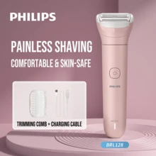 PHILIPS BRL128/80 Portable Electric Epilator, Compact Hair Remover, Dry And Wet Use, Suitable For Whole Body, Includes USB-A Charging Cable + Trimming Comb - Pink - View 1