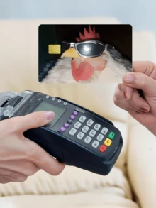 1pc Fashion Glasses Rooster Credit Card Sticker Protector, Hip-Hop Rock Party Birthday Gift PVC Material Anti-Fingerprint Anti-Scratch Wear-Resistant Skin, Suitable For Men, Women, Couples, Small Chip Card, Bank Card, Credit Card, Transportation Card, Student Campus Card DIY - Type a - View 3