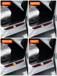 4Pcs Cute Cartoon Car Door Sill Protector Strip, PVC Anti-Scratch Threshold Protection Sticker, Non-Slip Waterproof Universal Auto Door Edge Guard, Anti-Scratch PVC Threshold Protector,Car Interior Decoration Accessories,Cartoon Car Decoration - A - View 4