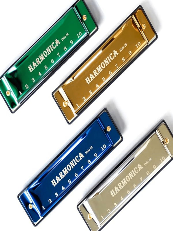 Kèn Harmonica Blues 10 lỗ, bộ nhạc cụ thổi cầm tay bỏ túi, nhiều màu, phù hợp cho người lớn mới bắt đầu và người đam mê âm nhạc, lý tưởng để luyện tập và biểu diễn hàng ngày