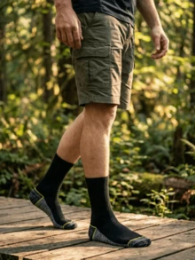 1 Pair/5 Pairs/10 Pairs/30 Pairs Men's Casual Socks, Mid-Calf Long Socks For Winter, Black Socks, Sports Socks, Breathable Durable Work Socks, Suitable For Daily Wear - Black - View 3