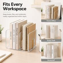 4-Slot Acrylic Book Ends Storage Rack - Portable, Fashionable Pink Desktop Organizer For Holding Books And Cartoon Stickers, Extra Thick And Durable - Ideal For Students - Sets - View 5