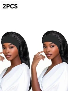 Women's Satin-Lined Sleep Cap With Elastic Band, Multiple Colors Available, Soft Polyester Knit Lining, Suitable For Long Hair, Women's Sleep Cap, Solid Color Sleep Cap, Suitable For Bathing And Sleeping, Applicable For Spring, Summer And Autumn Sleep Bonnet,Beach,Hat,Holiday,Travel - Multicolor - View 7