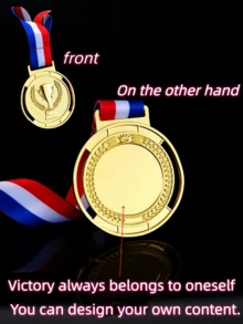 1pc. This Metal Medal Is Perfect As A Prize For Various Competitions And Events. It Comes In Three Colors To Suit Different Award Needs: Gold, Silver, And Bronze. The Design Featuring A Trophy And Laurel Wreath Is Not Limited To Any Specific Sport, Making It Widely Applicable For Sports Competitions, Art Performances, And School Activities. - Multicolor - View 6