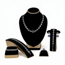Velvet Jewelry Display Stand, Multi-Functional Combination Storage Rack, Includes Necklace Bust, Earring Holder, Ring & Bracelet Display Tray, Luxury Black & Gold Jewelry Stand, Suitable For Retail, Photography & Home Storage - Necklace Stand - View 3
