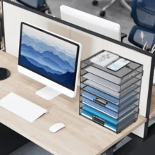 8-Tier Desk Organizer, Paper Letter Tray Organizer With Handle, Metal Mesh Desktop File Organizer For Office Organization And Storage, Desk Organizers And Accessories - Schwarz - Übersicht 1