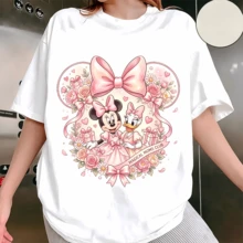 Diseny Minnie & Daisy "Magical Moms Club" Coquette Graphic Sweatshirt, Made Of Soft And Thickened Fabric With Cloud-Like Touch, This Crewneck Sweatshirt Features A Sweet Coquette-Style Print Of Minnie Mouse And Daisy Duck In Elegant Pink Dresses, Framed By A Large Pink Bow And Floral Mickey Ear Outline, Paired With The Quote "Magical Moms Club" On A Ribbon Banner, Offering A Comfortable Relaxed Fit That Suits Daily Wear, Theme Park Trips, Casual Outings And Girls' Gatherings, Ideal As A Sweet And Thoughtful Gift For Disney-Loving Moms To Add Magic And Warmth To Every Moment. - White - View 1