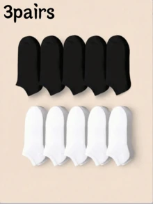 10 pares de calcetines cortos invisibles de verano negros y blancos para hombres, minimalistas y prácticos - Blanco y Negro - Ver 5