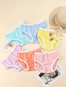 6pcs Girls Macaron Color Panties, Bow Decor, Soft Breathable No Chafing, Children's Triangle Underwear - Multicolor - View 4