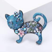 貓咪造型琺瑯胸針，合金水鑽裝飾胸針別針，西裝服飾配件 - 貓咪胸針 - 查看 8