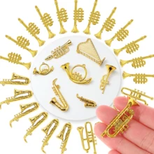 5/10/20 cái mô hình nhạc cụ mini mạ vàng trang trí, đạo cụ chụp ảnh, đồ thủ công nhỏ cho bàn làm việc, bàn học, phụ kiện trang trí cây thông Noel DIY - A - Xem 1