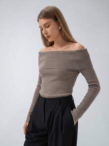HZXVIC Women's New Early Autumn Intellectual Elegant Fashionable One Shoulder Pullover - Grey - View 6