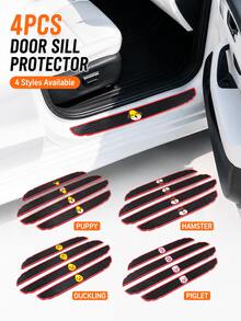 4Pcs Cute Cartoon Car Door Sill Protector Strip, PVC Anti-Scratch Threshold Protection Sticker, Non-Slip Waterproof Universal Auto Door Edge Guard, Anti-Scratch PVC Threshold Protector,Car Interior Decoration Accessories,Cartoon Car Decoration - A - View 5