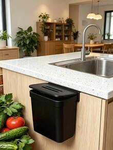 Small Kitchen Trash Can With Lid, Hanging Compost Bin For Under Sink (Gallon Capacity) With Handle, Plastic Waste Bin, Suitable For Kitchen Countertop, Bedroom, Bathroom, Dorm, Office And Camping, 4 Colors Available - Multicolor - View 5
