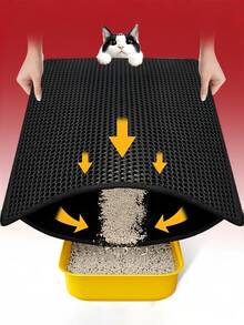 Special Litter Mat For Cat Litter Box Anti-Splash And Anti-Tracking Large Double-Layer EVA Material Filter Washable Anti-Leak Litter Mat Easy To Clean Multiple Sizes Available Pet Cat Litter Anti-Splash Floor Mat - Black - View 8