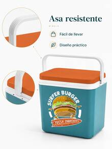 Nevera portátil - La mejor nevera portátil pequeña para acampar, la playa o viajes al campo - 24L-30L - Caja isotérmica con estampado de hamburguesa - Ver 6