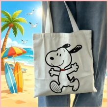 SNOOPY 1個可愛史努比帆布托特包，大容量休閒單肩包，適合上學、工作和送禮 - 彩色 - 查看 6