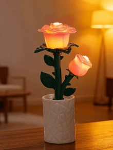 鬱金香花海積木小夜燈，DIY手工玫瑰裝飾，LED鬱金香檯燈，馬蹄蓮桌面裝飾燈，適合派對裝飾、臥室裝飾、客廳裝飾、家居裝飾、婚禮裝飾、節日裝飾及生日禮物 - 暖白光 - 查看 6