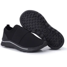 Tênis Feminino Esportivo Casual Leve Confortável Slip On Dia a Dia - Branco e Preto - Visão 3