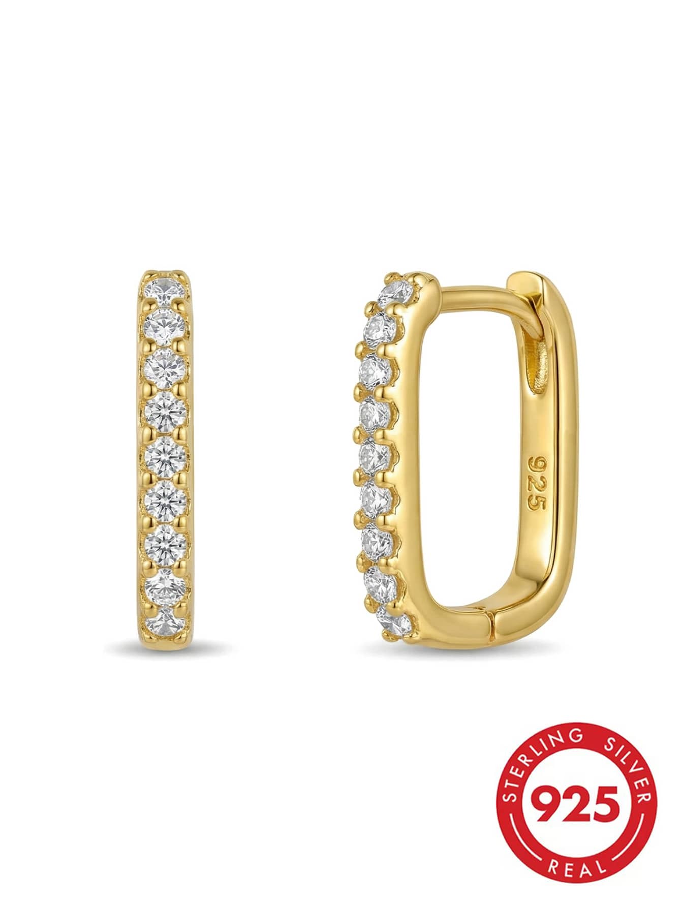 1 Đôi bông tai bạc 925 đính đá Zirconia lấp lánh, kiểu dáng thời trang, đường kính 1.5cm, thích hợp làm quà cưới/sinh nhật cho nữ, hoặc đeo hàng ngày, kèm hộp quà sang trọng.