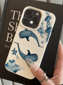 1個白色鯨魚、水母、魟魚軟TPU防震時尚手機殼，適用於Apple 17, 16, 15, 14, 13, 12, 11 Pro Max, Air及系列 - 彩色 - 查看 4