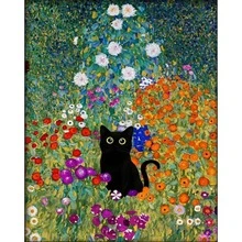 1pc Funny Black Cat Wall Art Set With Famous Paintings, Niche Healing Decor For Living Room Bedroom Study - Multicolor - View 27