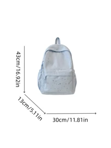 1pc Girls Starry Pattern Nylon Zipper Closure Fashion Backpack Student School Bag Suitable For All Seasons Daily Use Without Pendant - A - View 4