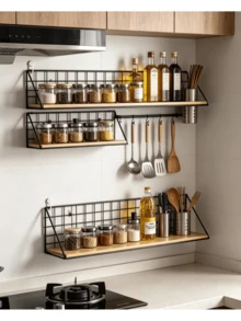 1/3 piezas Estante de almacenamiento montado en la pared, Negro Premium Clásico, Disponible en tamaños Grande (25cm), Mediano (35cm), Pequeño (45cm), Adecuado para almacenamiento y decoración en baño, dormitorio, sala de estar y cocina. - Negro - Ver 5