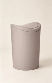 6L Bathroom Trash Can With Swing Lid, Modern Plastic Waste Bin, Easy To Clean, Taupe, 19*19*28 Cm - 1pc - View 1