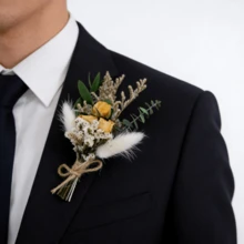 迷你人造花束波希米亞風婚禮裝飾 男士胸花 桌上中心裝飾 蘆葦草 生日蛋糕裝飾 - F11 - 查看 4