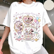 Diseny Minnie & Daisy Girls Just Wanna Have Fun Graphic Sweatshirt, Made Of Soft And Thickened Fabric With Cloud-Like Touch, This Crewneck Sweatshirt Features A Sweet Pastel Print Of Minnie Mouse And Daisy Duck Together In Heart Frames, A Teacup Ride Scene, Decorated With Bows, Balloons, Magic Wands, Slipper And Lamp Motifs, With The Quote "Girls Just Wanna Have Fun" And "DISNEY GIRLS" Banner, Offering A Comfortable Relaxed Fit That Suits Daily Wear, Theme Park Trips, Casual Outings And Girls' Gatherings, Ideal As A Sweet And Thoughtful Gift For Disney Lovers To Add A Touch Of Magic And Warmth To Every Moment. - trắng - Xem 1