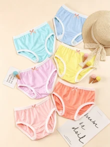 6pcs Girls Macaron Color Panties, Bow Decor, Soft Breathable No Chafing, Children's Triangle Underwear - Multicolor - View 2