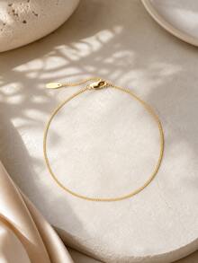 1 pieza Pulsera de cadena lateral de plata de ley 925 hipoalergénica, joyería de plata de ley adecuada para mujeres para uso diario, citas, vacaciones, bodas, fiestas, regalo de vacaciones - Dorado - Ver 2