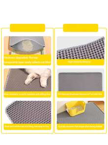 حصيرة صندوق قطط فاخرة، مصنوعة من مادة EVA ذات طبقتين، مضادة للرذاذ والركل، تحتجز الرمل، قابلة للغسيل ومانعة للتسرب، سهلة التنظيف، متوفرة بأحجام متعددة للقطط الأليفة - رمادي - مشاهدة 10
