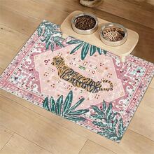 Pet Placemats Lying Tiger Design Pet Feeding Mat With Plant Patterns, Featuring A Non-Slip And Absorbent Surface - Easy To Clean, Made Of Diatom Mud, High-Quality Cat Feeding Mat, Pet Dining Mat, Dog Food Mat, Decorative Pet Door Mat  ﻿ - Multicolor - View 13
