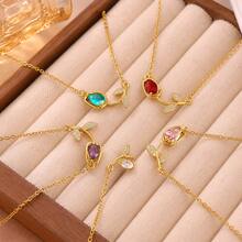1 chiếc dây chuyền mặt dây hình hoa tulip bằng đá mặt trăng và đá zirconia, thanh lịch, ngọt ngào và lãng mạn, dây chuyền thép không gỉ, trang sức thời trang, quà tặng cho bạn bè hoặc người thân yêu. - vòng cổ hoa tulip - Xem 6