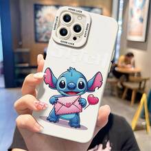 Disney Lilo & Stitch Stitch Phone Case - Sweet Stitch With Love Letter And Heart Balloon, Romantic Cartoon Design, Compatible With IPhone 17/16/15/14/13/12/11 Pro & Galaxy S25/S24/S23/S22, Ideal For Birthdays, Holidays, Graduation Gifts For Family, Friends, Classmates. - trắng - Xem 2