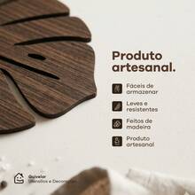 Kit 4 Descansos De Panela Marrom Formato De Folha De Madeira - Visão 3
