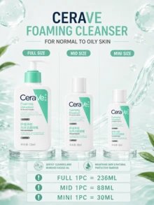 CeraVe Soothing Cleansing Foam Gel, 30/88/236ml, Oil Control & Skin Barrier Repair, Gentle Daily Cleanser, Suitable For Normal To Oily Skin - CeraVe Salicylic Acid Soothing Cleansing Foaming Gel - View 4